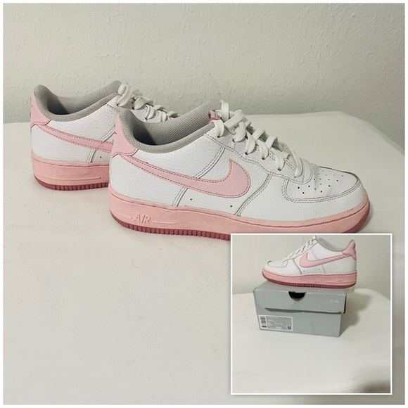 Nike AIR FORCE 1 (GS) WHITE/PINK FOAM CT3839 107 Size 6Y W7.5 (VALENTINE) Casual - Picture 1 of 9